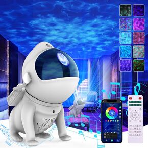 Space Dog Astronaut Star Projector - 21 Color Modes, Bluetooth Speaker, White Noise - Ocean Wave Night Light Projector for Kids - Galaxy Projector for Home, Ceiling, Room Decor
