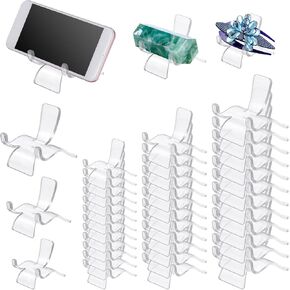 36 Pcs Acrylic Display Holder Rock Stand Clear Display Easel Stands Pedestal Small Collectibles Display Stands for Displaying Crystal Geodes Rock Mineral Agate Coral (Large)