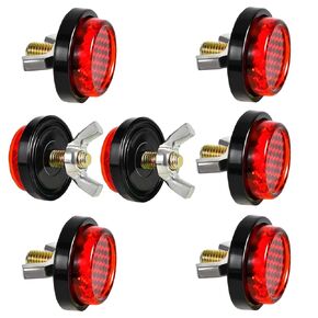 6PCS Red Reflectors Motorcycle License Plate Frame Bolts and Nuts, Round License Plate Screws, License Plate Fastener Nut for Motorcycle Bicycle