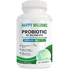 Probiotic 60 Billion CFU | Advanced Digestive Health Supplement | MAKTREK Bi-Pass Technology | 60 Capsules | Supports Gut Health, Immunity & Healthy Bacteria Balance
