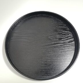 Round Black Serving Tray Decorative Platter Wood Display Tray Nice Living Room Holder Kitchen Table Coaster Counter Simple Attractive Tray 33cm