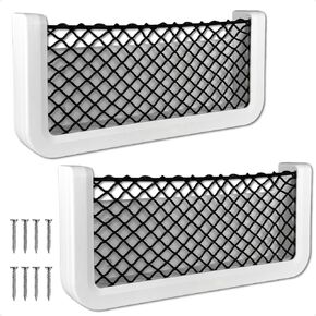 Five Oceans 2-Pack Boat Storage Net, White Frame, Black Elastic Netting, 9-7/8" x 4-1/2", Ideal Storage Net for Boat Organizer, Car, Rvs - FO4902-M2