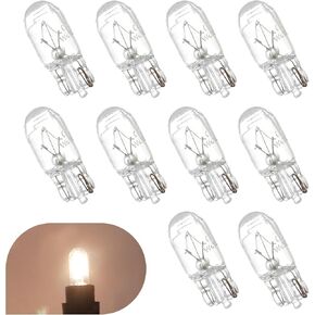 10 PCS T10 Brake Light Bulb, 2V 5W High Temperature Resistance Quartz Glass Side Light, Indicator Light, Dashboard Light, Plug and Play, For Cars, Trucks, Suvs (Warm white light)