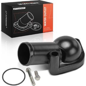 A-Premium Black Aluminum 15° Water Neck/Thermostat Housing Compatible with Chevy, GMC, Buick, Oldsmobile & Pontiac - Malibu, Impala, Camaro, Blazer, Sprint, Regal, with O-Ring & 2 Bolts, 4.3L 5.3L