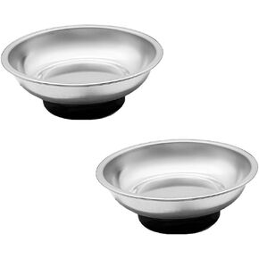 2 PCS Magnetic Tray Holders, 2.5"×3.6" Stainless Steel Square Magnetic Parts Tray Set, Heavy Duty Thickened Tray Bowl for Screws Bolts Nuts Metal Parts, Magnetic Tray for Mechanic's