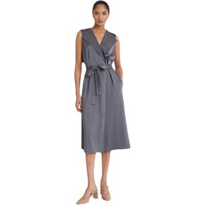 Women's Sleeveless Shirt Dress W/Satin Tie