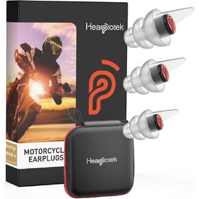 Hearprotek Motorcycle Ear Plugs, 3pairs Reusable earplugs for Wind Noise Reduction-Comfortable Ear Protection Under Helmet for motocycles,Motobike,Racing-Gifts for Motorcycle Lovers (24dB)