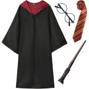 Wizard Costume for Teens & Adults - Wizard Robe with Accessories Set for Halloween Cosplay, Themed Parties