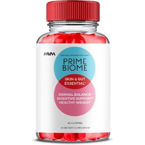 Prime Biome Gummies PrimeBiome Skin & Gut Support Gummy Formula, PrimeBiome Overall Health & Wellness Vitamin B12 B6 Folic Acid Support Supplement, Prime Biome Advanced Supplement Formula (60 Gummies)