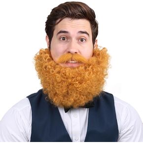 Honcloud Men's Curly Realistic Fake Beard for Halloween and Cosplay Costume Party