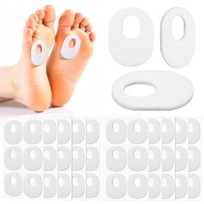 60 Pcs Callus Pads, Soft Felt Callus Cushion Pads for Bottom of Foot Oval Shape Corn Pads, Self Adhesive Foot Callus Cushions, Corn Protectors for Men Women Feet Toes Pain Relief, White