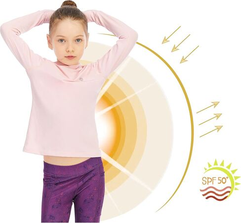 Girl's Athletic Hoodie,Light Weight/Long Sleeve/Thumb Hole/Dry Fit/SPF 4-12Year in Saudi Arabia