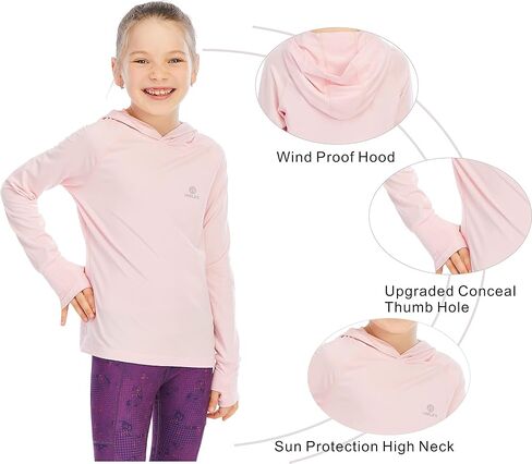 Girl's Athletic Hoodie,Light Weight/Long Sleeve/Thumb Hole/Dry Fit/SPF 4-12Year in Saudi Arabia