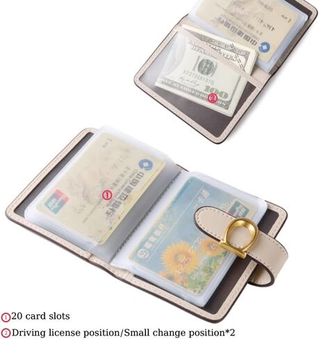 1 PCS Credit Card Holder Pvc Leather Business Card Holder Card Case Organizer Bag with 20 Card Sleeves Inside 2 Plastic Drivers License Women Credit Card Case (apricot) in Saudi Arabia