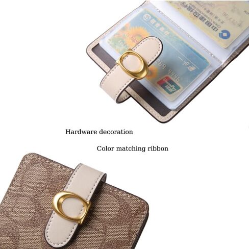 1 PCS Credit Card Holder Pvc Leather Business Card Holder Card Case Organizer Bag with 20 Card Sleeves Inside 2 Plastic Drivers License Women Credit Card Case (apricot) in Saudi Arabia