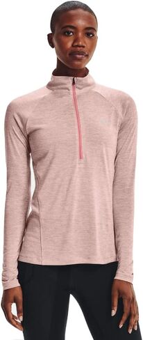 Under Armour Women's Tech Twist ½ Zip Long-Sleeve Pullover , Pink Clay (663)/Metallic Silver , X-Large in Saudi Arabia