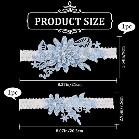 CRASPIRE 2PCS Blue Daisy Lace Garter Billts Wedding Garter Set Bridal Wedding Band Band Band Leg Leats Leg Elast in Saudi Arabia