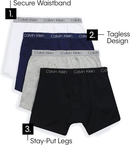 Calvin Klein Boys Boxer Briefs, CK Logo Blue/Black Iris Blue/Heather Grey/Black CK Logo, Small in Saudi Arabia