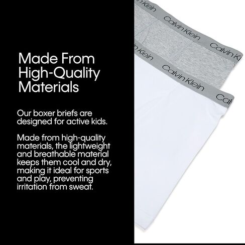 Calvin Klein Boys Boxer Briefs, CK Logo Blue/Black Iris Blue/Heather Grey/Black CK Logo, Small in Saudi Arabia