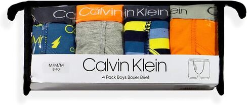 Calvin Klein Boys Boxer Briefs, CK Logo Blue/Black Iris Blue/Heather Grey/Black CK Logo, Small in Saudi Arabia