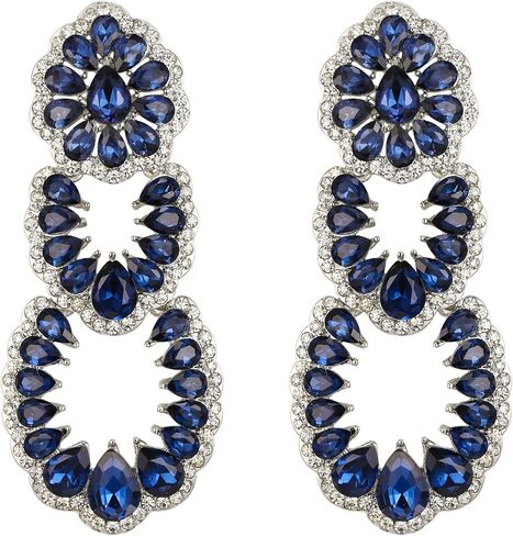 Flyonce Vintage Rhinestone Chandelier Earrings, Wedding Bridal Crystal Art Deco Hollow Drop Dangle Earrings in Saudi Arabia