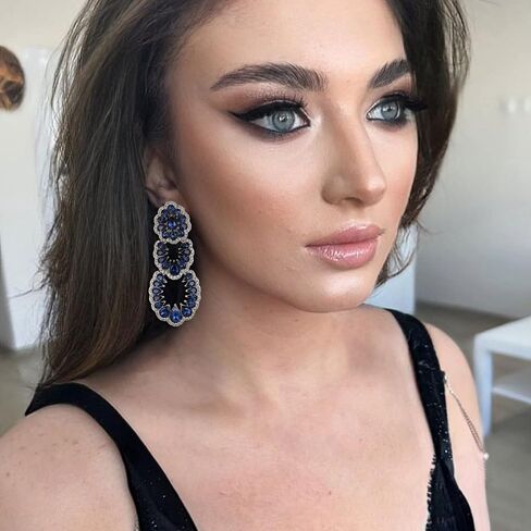 Flyonce Vintage Rhinestone Chandelier Earrings, Wedding Bridal Crystal Art Deco Hollow Drop Dangle Earrings in Saudi Arabia