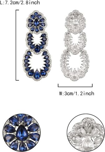 Flyonce Vintage Rhinestone Chandelier Earrings, Wedding Bridal Crystal Art Deco Hollow Drop Dangle Earrings in Saudi Arabia