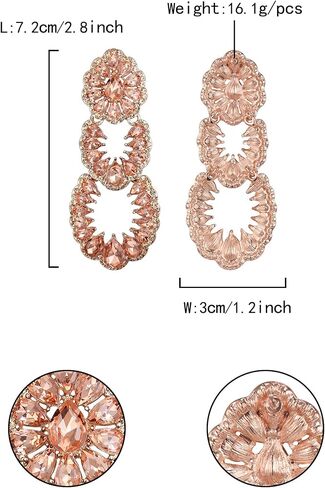 Flyonce Vintage Rhinestone Chandelier Earrings, Wedding Bridal Crystal Art Deco Hollow Drop Dangle Earrings in Saudi Arabia