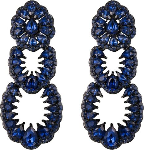 Flyonce Vintage Rhinestone Chandelier Earrings, Wedding Bridal Crystal Art Deco Hollow Drop Dangle Earrings in Saudi Arabia