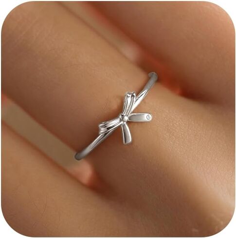 Bow Rings for Women Mother Daughter Friendship Knot Ring 925 Sterling Silver Dainty 14K Gold Plated Promise Rings for Her Birthday Graduation Gifts in Saudi Arabia