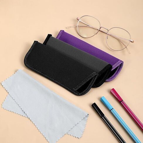 3 Pack Reading Glasses Case, Soft Glasses Case, Soft Eyeglasses Bag Portable Cloth Eyewear Case, Protective Soft Glasses Sleeve for Anti Scratch Glasses Storage Bag Pouch in Kuwait