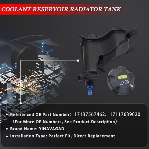 Engine Coolant Reservoir Tank & Sensor & Cap Repalces 17137567462 17137607482 17137640514 603-334, for BMW 118i 120i 125i 130i 135i 323i 325i 325xi 328i 328xi 330i 330xi 335i 335xi X1 Z4 in Saudi Arabia
