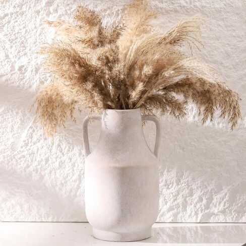 Mitt&Ditt Ceramic Flower Vase, 5.3 inch Off-White Farmhouse Rustic Vase, Handcrafted Weathered Pottery Vases, Small Flower Terracotta Vases for Home Decor, Living Room, Table, Shelf in Saudi Arabia