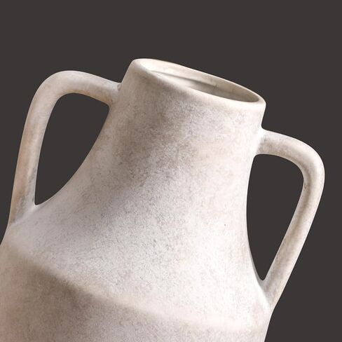 Mitt&Ditt Ceramic Flower Vase, 5.3 inch Off-White Farmhouse Rustic Vase, Handcrafted Weathered Pottery Vases, Small Flower Terracotta Vases for Home Decor, Living Room, Table, Shelf in Saudi Arabia