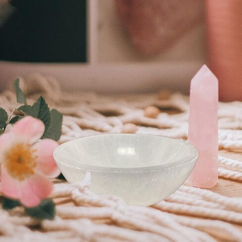 Large Selenite Bowl Hand-Carved Round Selenite Crystals Bowl for Cleansing, Charging, Smudging, Healing, Decoration or Gift 5.3-5.7 Inch in Saudi Arabia