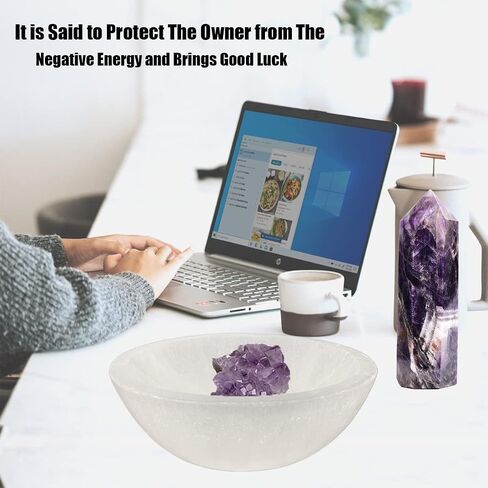 Large Selenite Bowl Hand-Carved Round Selenite Crystals Bowl for Cleansing, Charging, Smudging, Healing, Decoration or Gift 5.3-5.7 Inch in Saudi Arabia