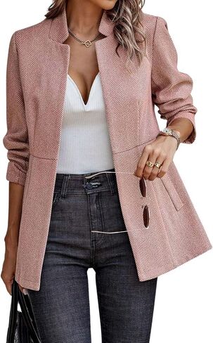 utcoco Womens Business Coat Open Front Blazer Long Sleeve Notch Stand Collar Work Office Dressy Jacket in Saudi Arabia