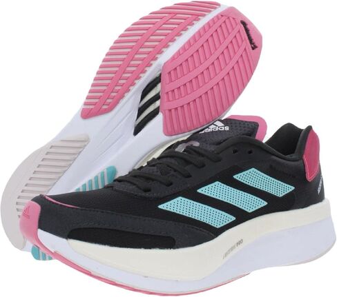 حذاء الجري adidas Adizero Boston 10 - للنساء أبيض FTW/أسود أساسي/أحمر شمسي، 10.5 in Kuwait