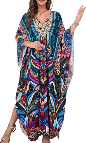 فستان Kaftan للسيدات 2025 V-Neck Beach Cove Up for Swimsuit و Mumu Loungewear & Home Caftan Light in Kuwait