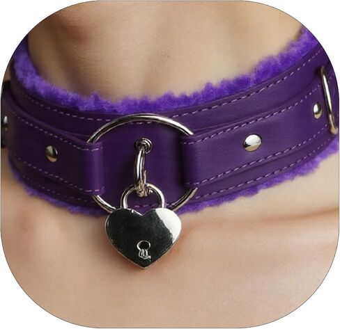 Gothic Leather collar for Women with Lock Detachable Choker Necklace Black in Saudi Arabia