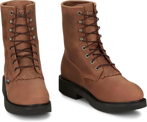 Justin Work Livestock 8" Steel Toe Men's Industrial & Construction Shoes, Premium Full Grain Leather, J-Flex Insole, Slip-Resistant, Aged Brown - 12 D in Saudi Arabia