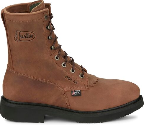 Justin Work Livestock 8" Steel Toe Men's Industrial & Construction Shoes, Premium Full Grain Leather, J-Flex Insole, Slip-Resistant, Aged Brown - 12 D in Saudi Arabia