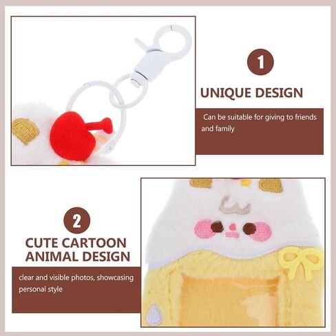 SAFIGLE Plush Photocard Holder Keychain K- Keyring Cute Rabbit ID Card Holder Card Protector Cover Sleeve for K- Album Photocard, Badge, Credit Card (Yellow) in Kuwait