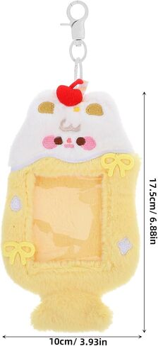 SAFIGLE Plush Photocard Holder Keychain K- Keyring Cute Rabbit ID Card Holder Card Protector Cover Sleeve for K- Album Photocard, Badge, Credit Card (Yellow) in Kuwait