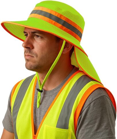 Men High Visibility Reflective Bucket Hat with Neck Flap Wide Brim Boonie Sun Hat Cap in Saudi Arabia