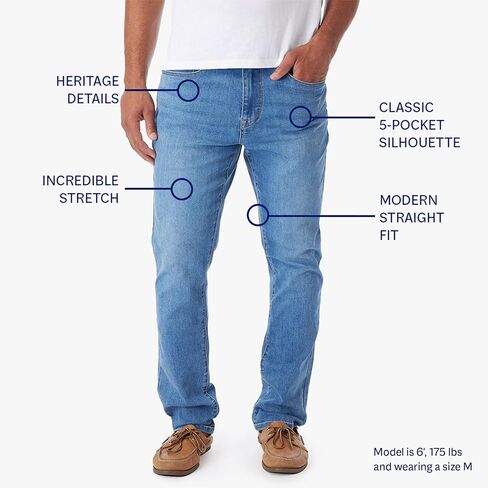 Fair Harbor The Ultra-Stretch Driftwood Denim –– Men's Straight-Fit Denim Pant, 30-Inch Inseam – Soft-Stretch, Authentic Wash in Saudi Arabia