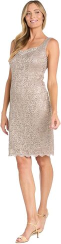 2 PC Knee Length Lace Scalloped Trimmed Jacket Dress W/V Beaded Neckline in Kuwait