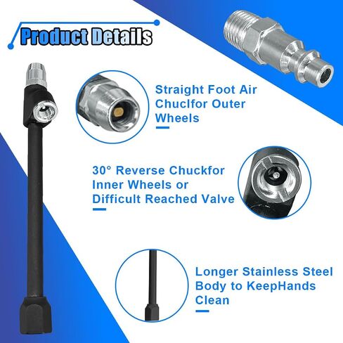 2PCS Lock On Air Chucks, 1/4'' FNPT Heavy Duty Tire Inflator Chucks, Closed Flow Brass Tire Chuck, Anti Leakage Quick Connector for Air Compressor (Lock On Air Chuck) in Saudi Arabia
