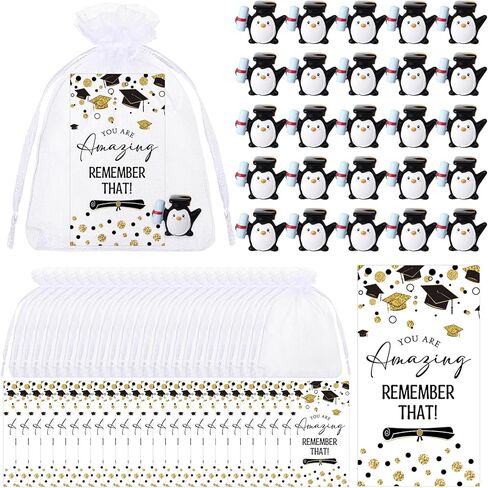 25 Sets Small Graduation Gifts Bulk Cute Mini Resin Grad Figurines Class of 2025 Kindergarten Preschool Graduation Party Favors 5th Grade Miniature End of School Year Gifts(Penguin) in Saudi Arabia