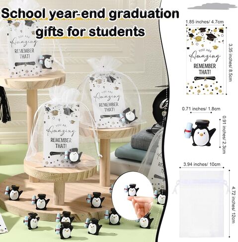 25 Sets Small Graduation Gifts Bulk Cute Mini Resin Grad Figurines Class of 2025 Kindergarten Preschool Graduation Party Favors 5th Grade Miniature End of School Year Gifts(Penguin) in Saudi Arabia
